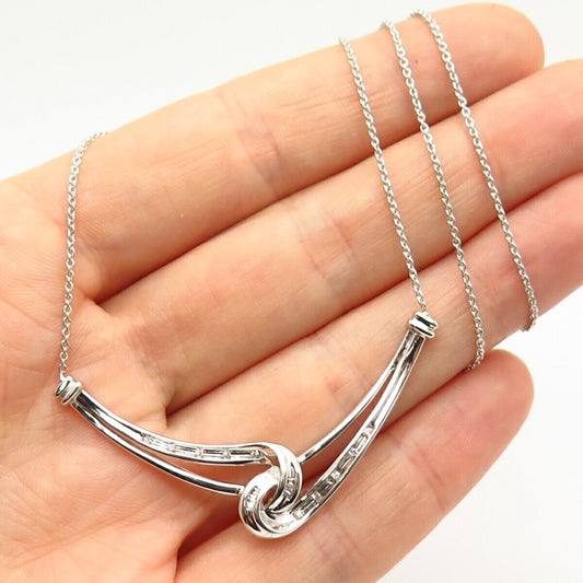 925 Sterling Silver C Z Swirl Rolo Chain Necklace 20"