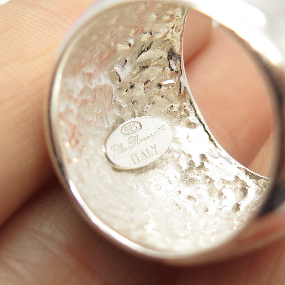 925 Sterling Silver Italy Enamel Chinese Wide Ring Size 7.5