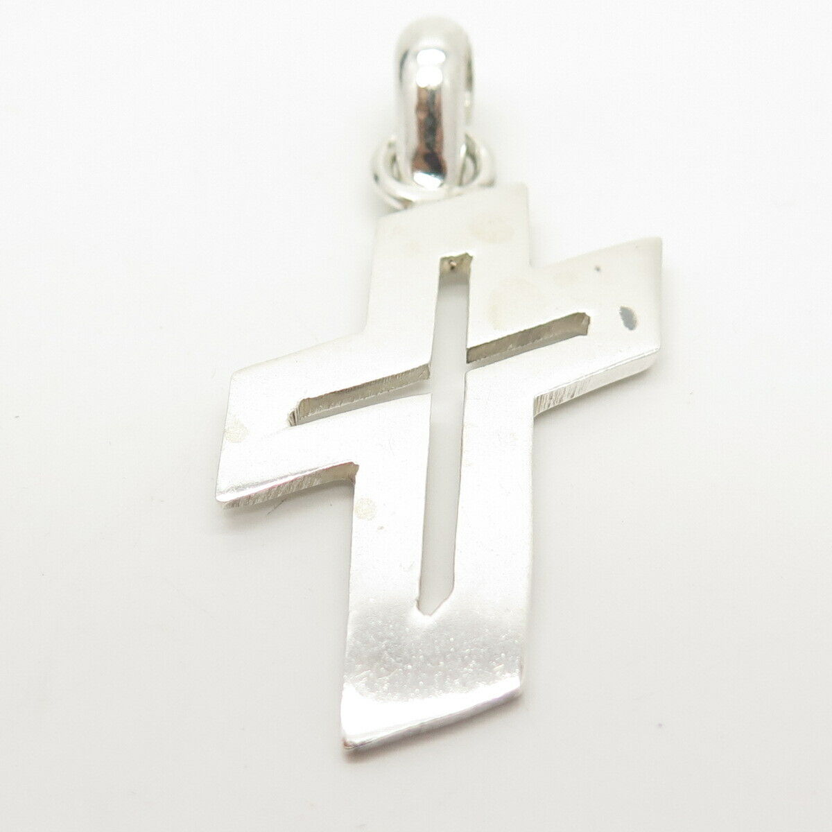 925 Sterling Silver Vintage Mexico Cutout Cross Pendant