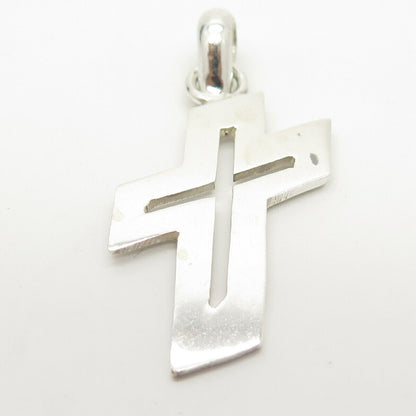 925 Sterling Silver Vintage Mexico Cutout Cross Pendant