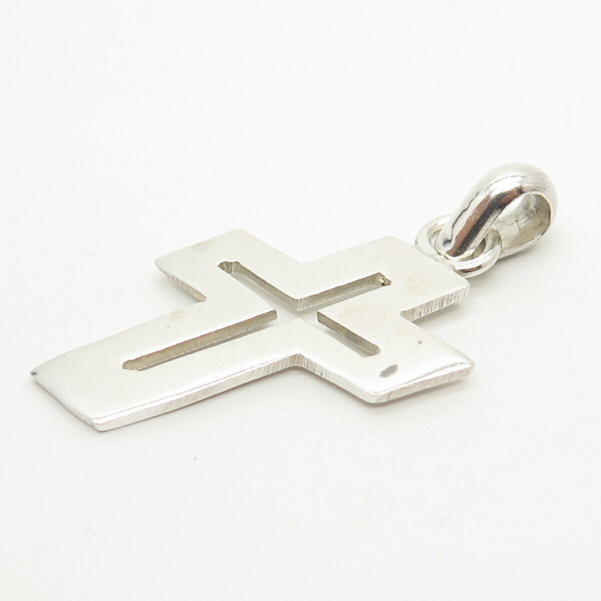 925 Sterling Silver Vintage Mexico Cutout Cross Pendant