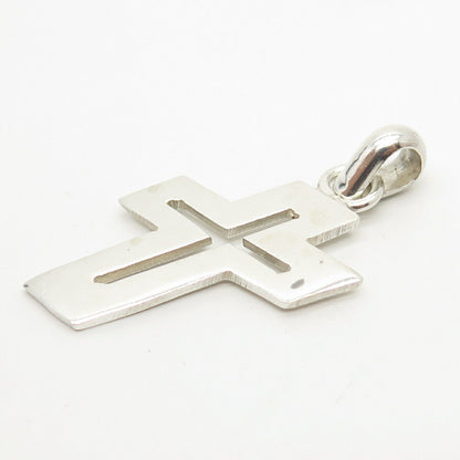 925 Sterling Silver Vintage Mexico Cutout Cross Pendant