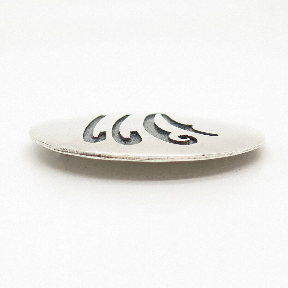 925 Sterling Silver Vintage Abstract Modernist Round Pin Brooch