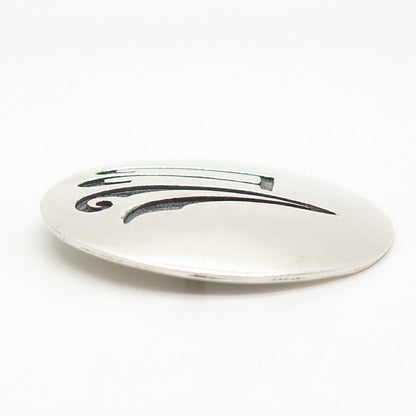 925 Sterling Silver Vintage Abstract Modernist Round Pin Brooch