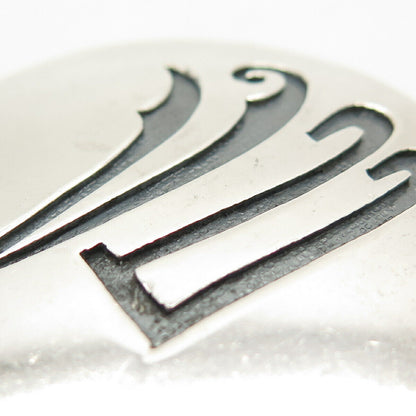 925 Sterling Silver Vintage Abstract Modernist Round Pin Brooch