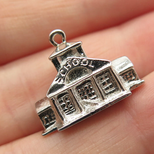 925 Sterling Silver Vintage T.C. School Building Pendant