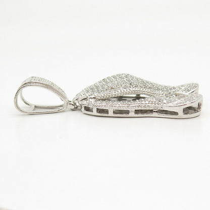 925 Sterling Silver Pave C Z Hands in Serenity Pendant