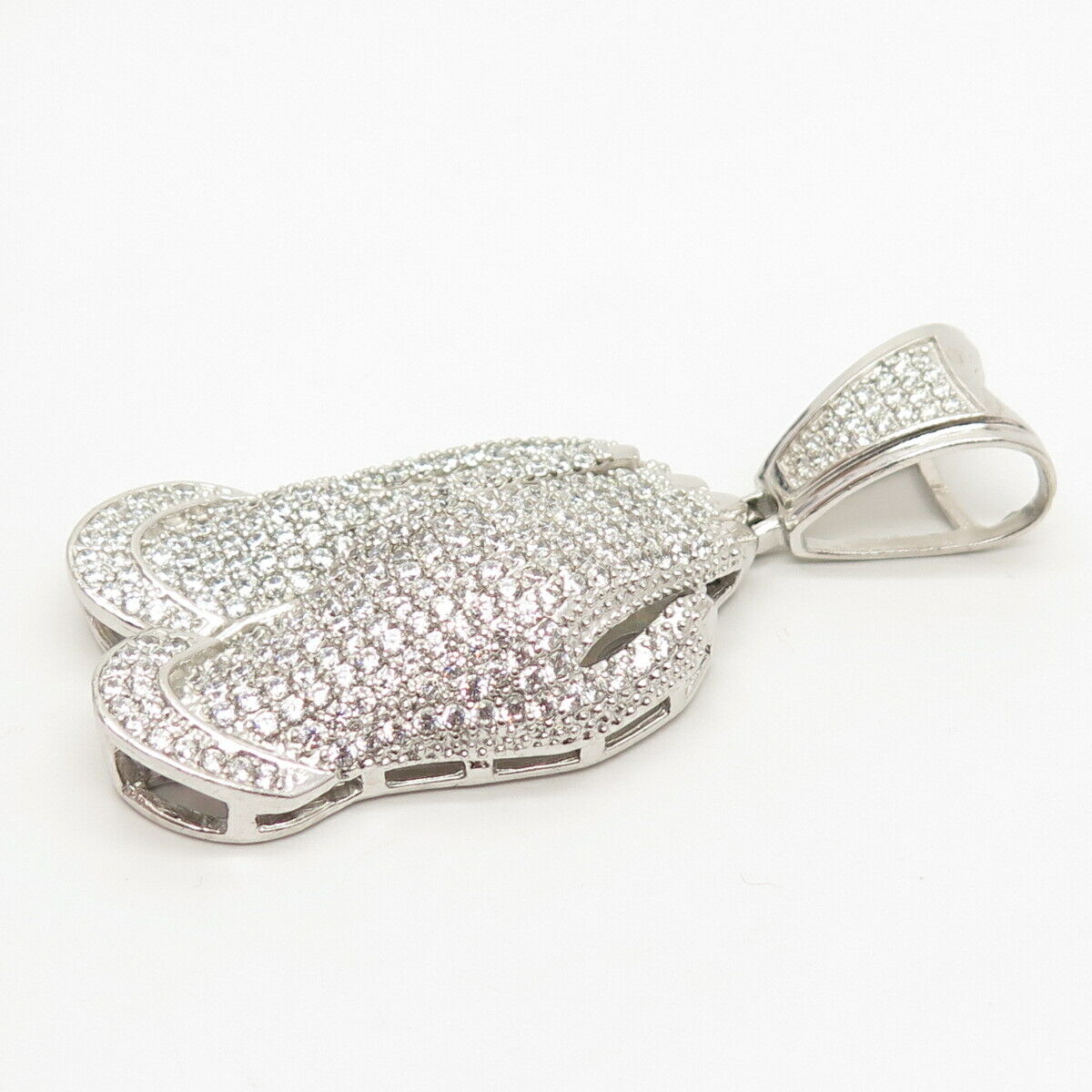 925 Sterling Silver Pave C Z Hands in Serenity Pendant