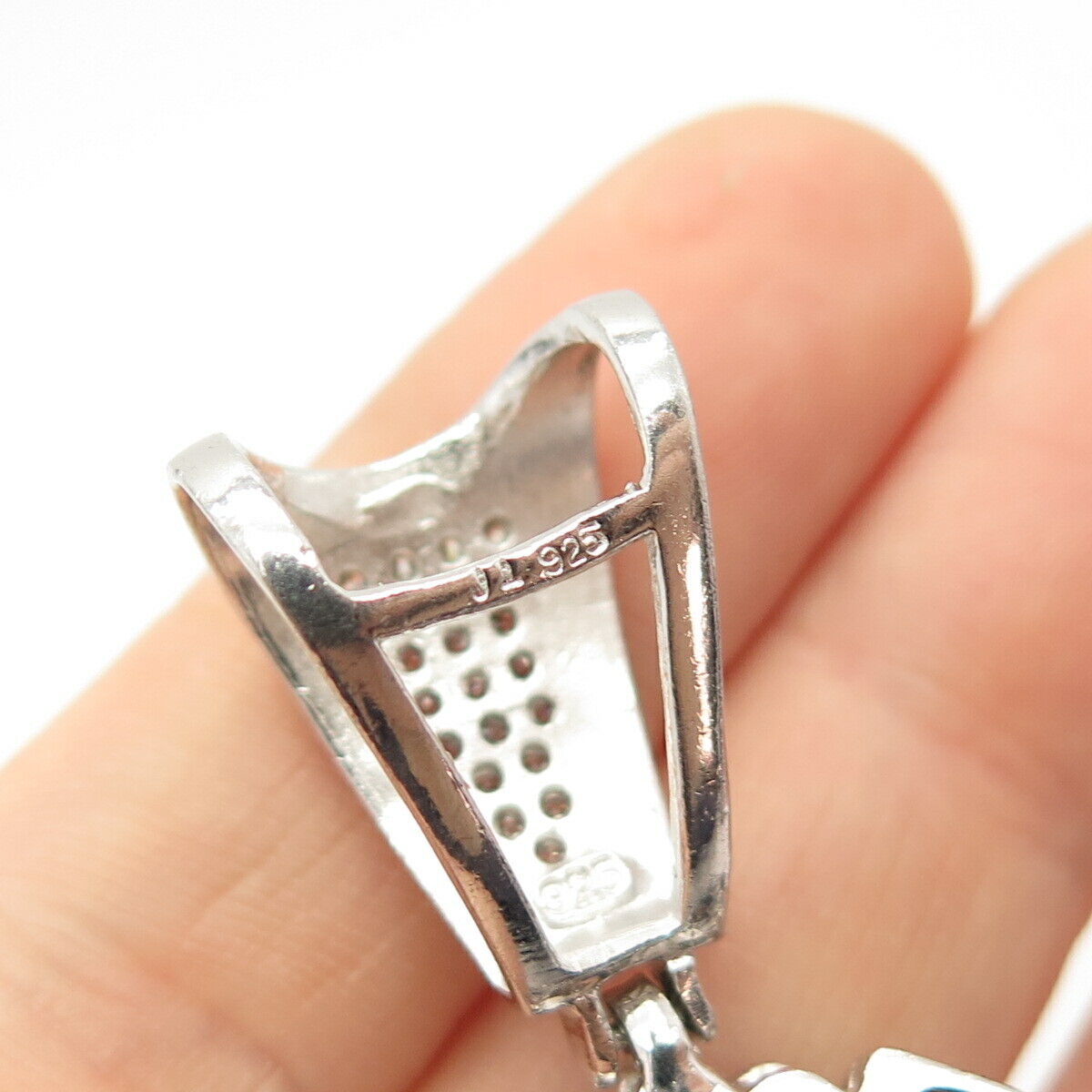 925 Sterling Silver Pave C Z Hands in Serenity Pendant