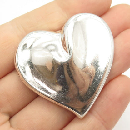 925 Sterling Silver Vintage Mexico Heart Slide Pendant / Pin Brooch