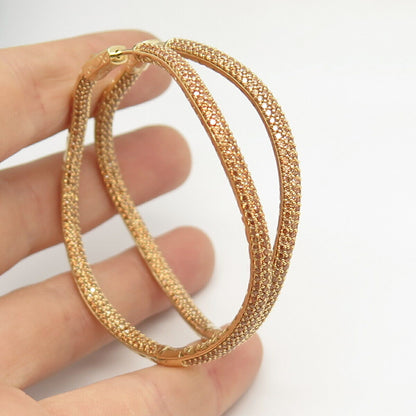 925 Sterling Silver Gold Plated Kleo Curved C Z Hoop Earrings