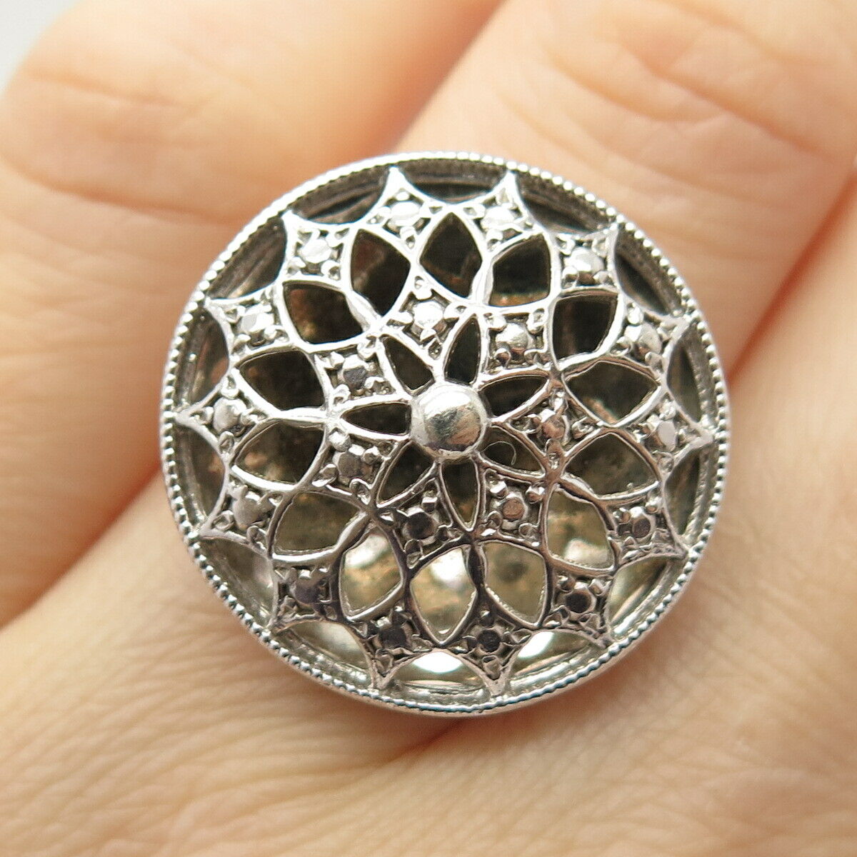 925 Sterling Silver Ornate Wide Ring Size 5 3/4