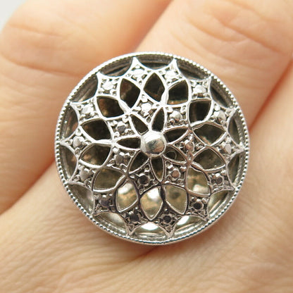 925 Sterling Silver Ornate Wide Ring Size 5 3/4