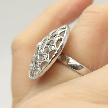 925 Sterling Silver Ornate Wide Ring Size 5 3/4