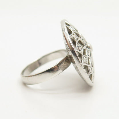 925 Sterling Silver Ornate Wide Ring Size 5 3/4