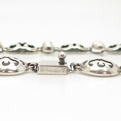 925 Sterling Silver Vintage Mexico Tribal Symbols & Bead Chain Necklace 19"