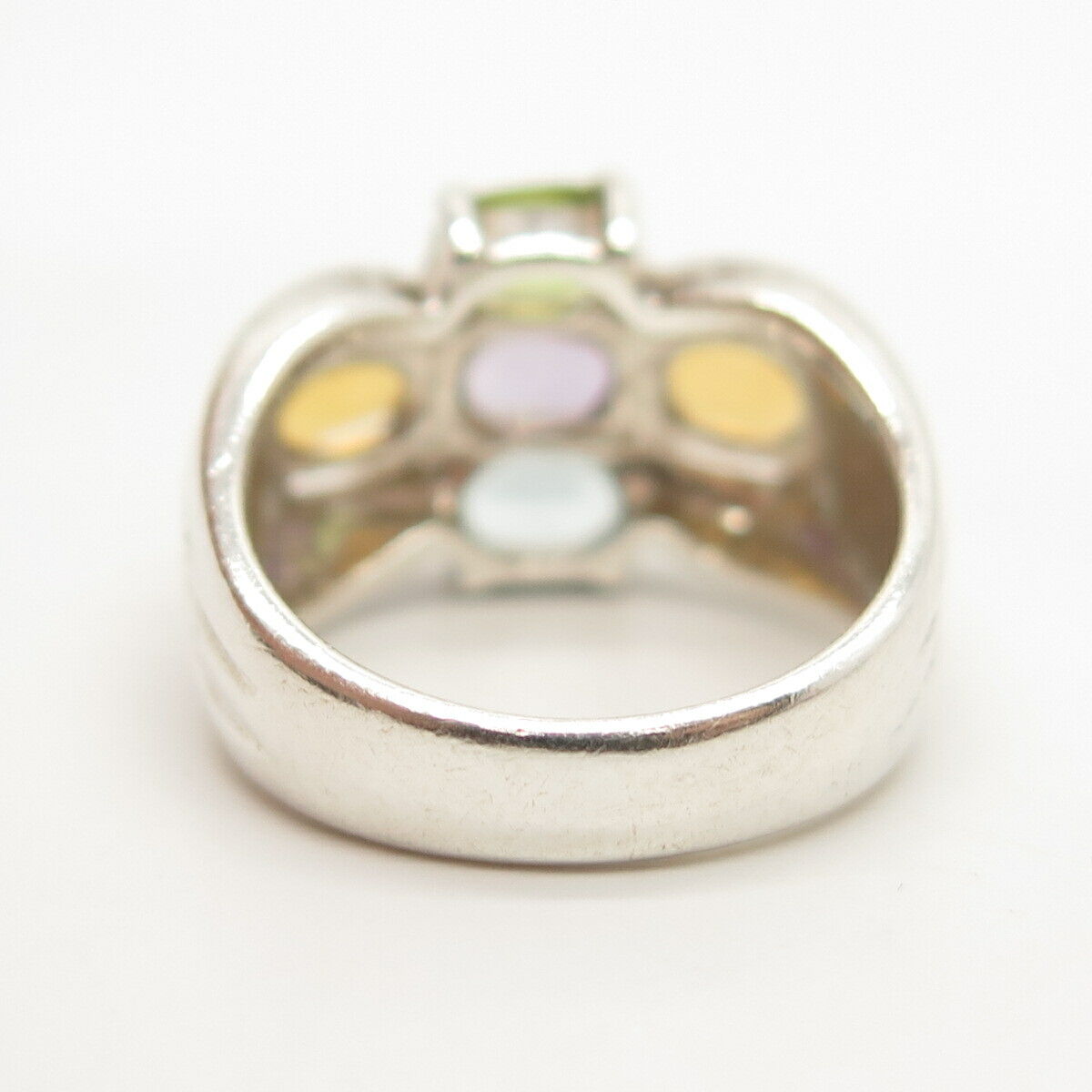 925 Sterling Silver Real Multi-Color Gemstone Ring Size 6