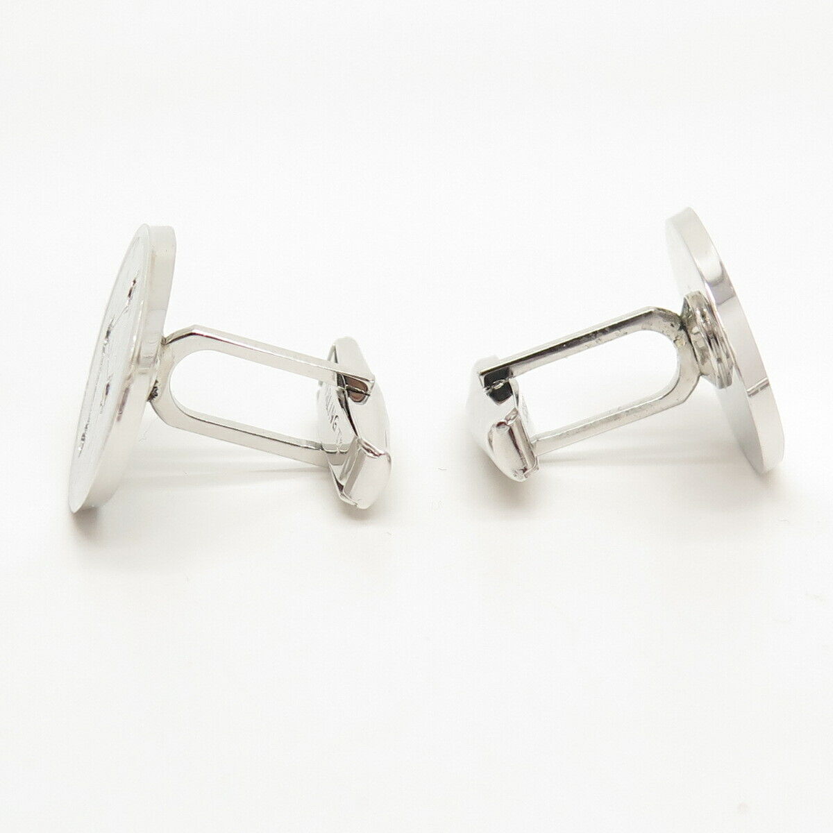 925 Sterling Silver Vintage C Z Striped Oval Cufflinks