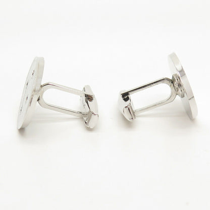 925 Sterling Silver Vintage C Z Striped Oval Cufflinks