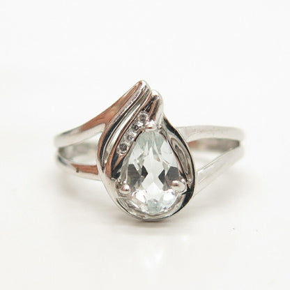 925 Sterling Silver Pear-Cut C Z Ring Size 7