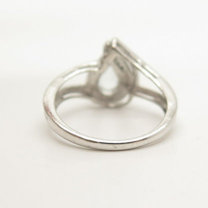 925 Sterling Silver Pear-Cut C Z Ring Size 7