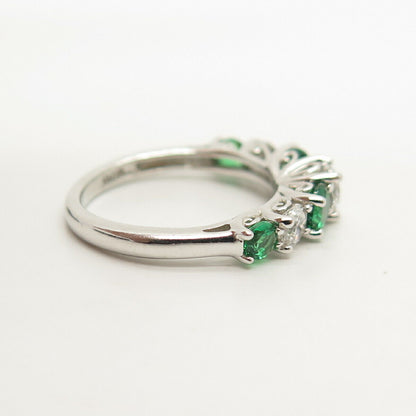 925 Sterling Silver White & Diopside-Tone C Z Ring Size 5