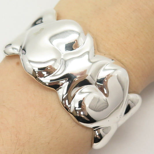 925 Sterling Silver Vintage Mexico Hollow "XXX" Cuff Bracelet 6.5"