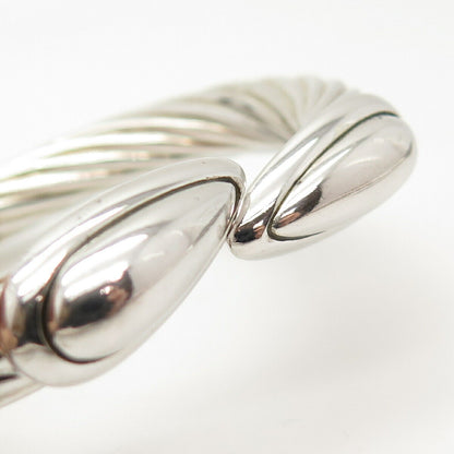 925 Sterling Silver Twisted Modernist Bangle Bracelet 7"