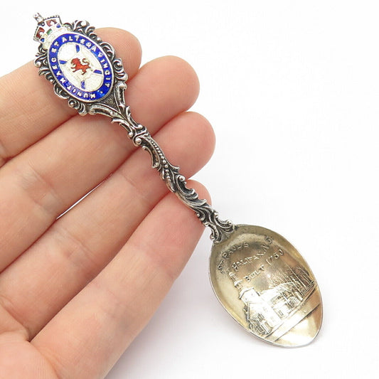 925 Sterling Silver Antique 1750 Enamel "Halifax N.S. St. Paul's" Spoon