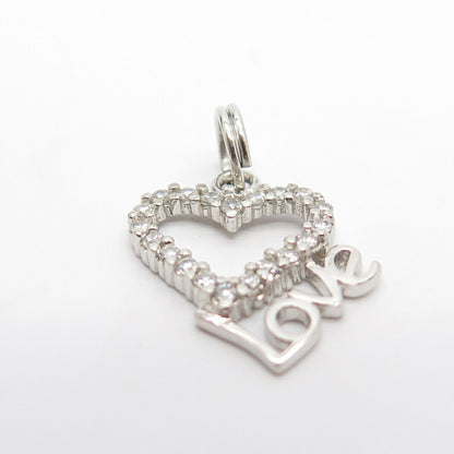 925 Sterling Silver C Z "LOVE" Open Heart Charm Pendant