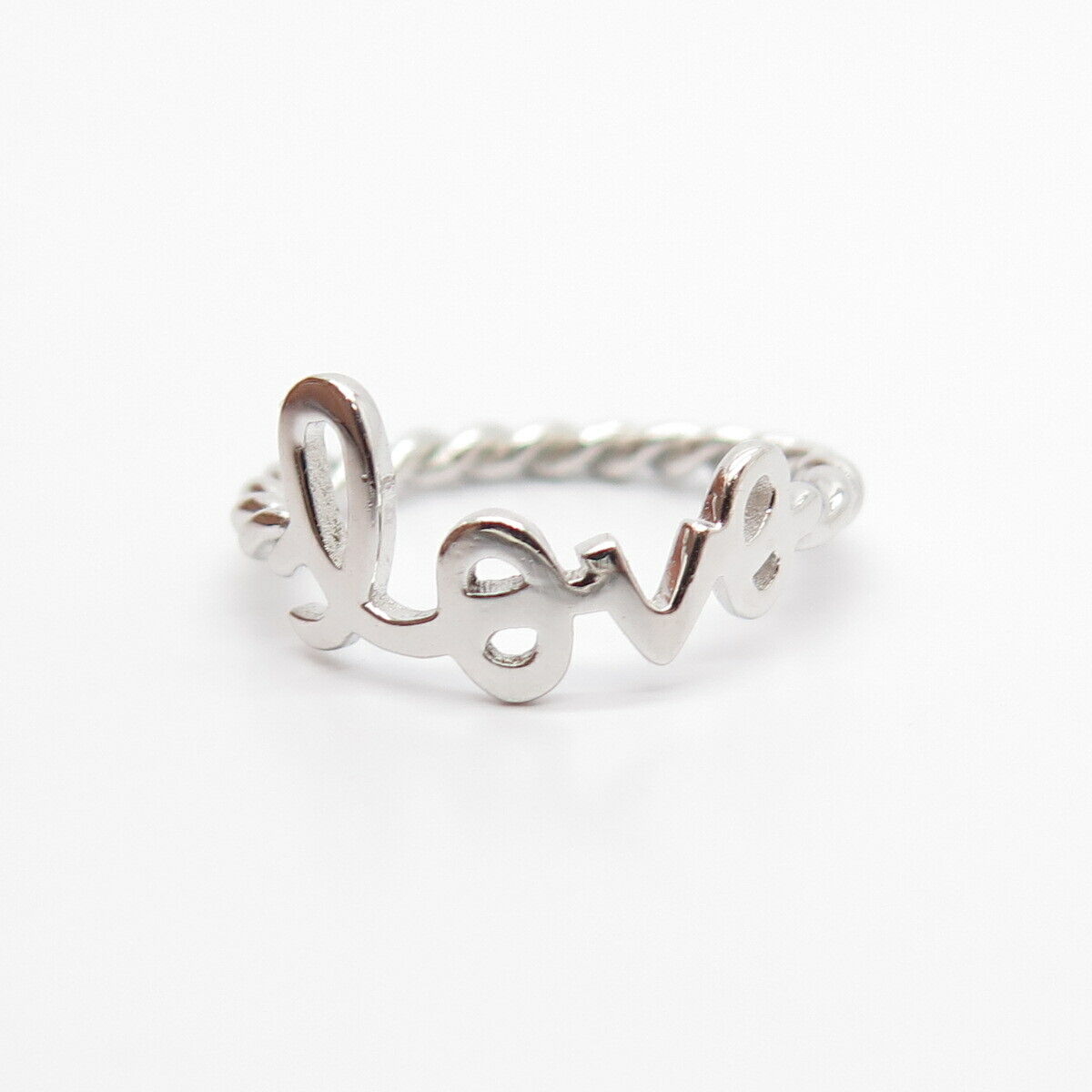 925 Sterling Silver "Love" Twisted Ring Size 6