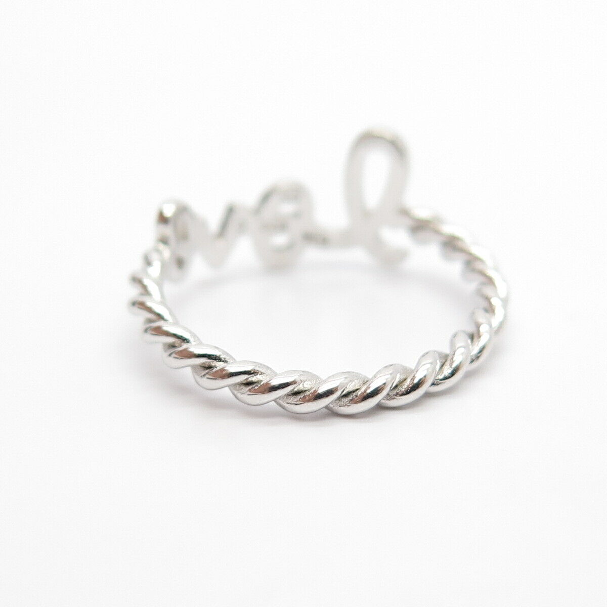 925 Sterling Silver "Love" Twisted Ring Size 6