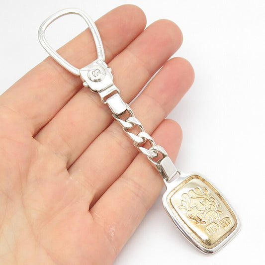 950 Silver 2-Tone Vintage Lion / Leo Zodiac Sign Key Chain