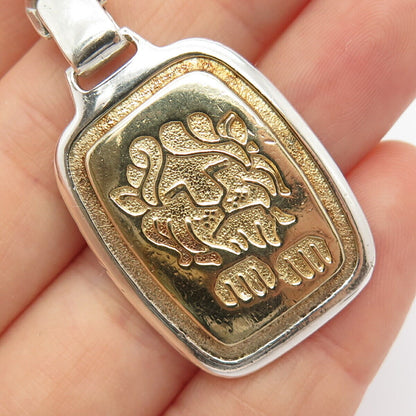 950 Silver 2-Tone Vintage Lion / Leo Zodiac Sign Key Chain