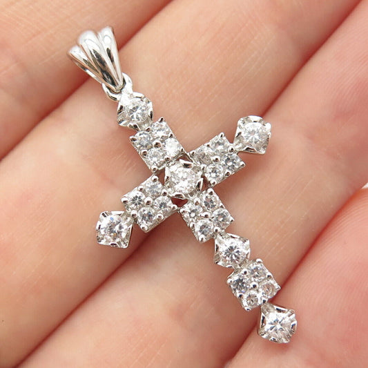 925 Sterling Silver C Z Cross Religious Pendant