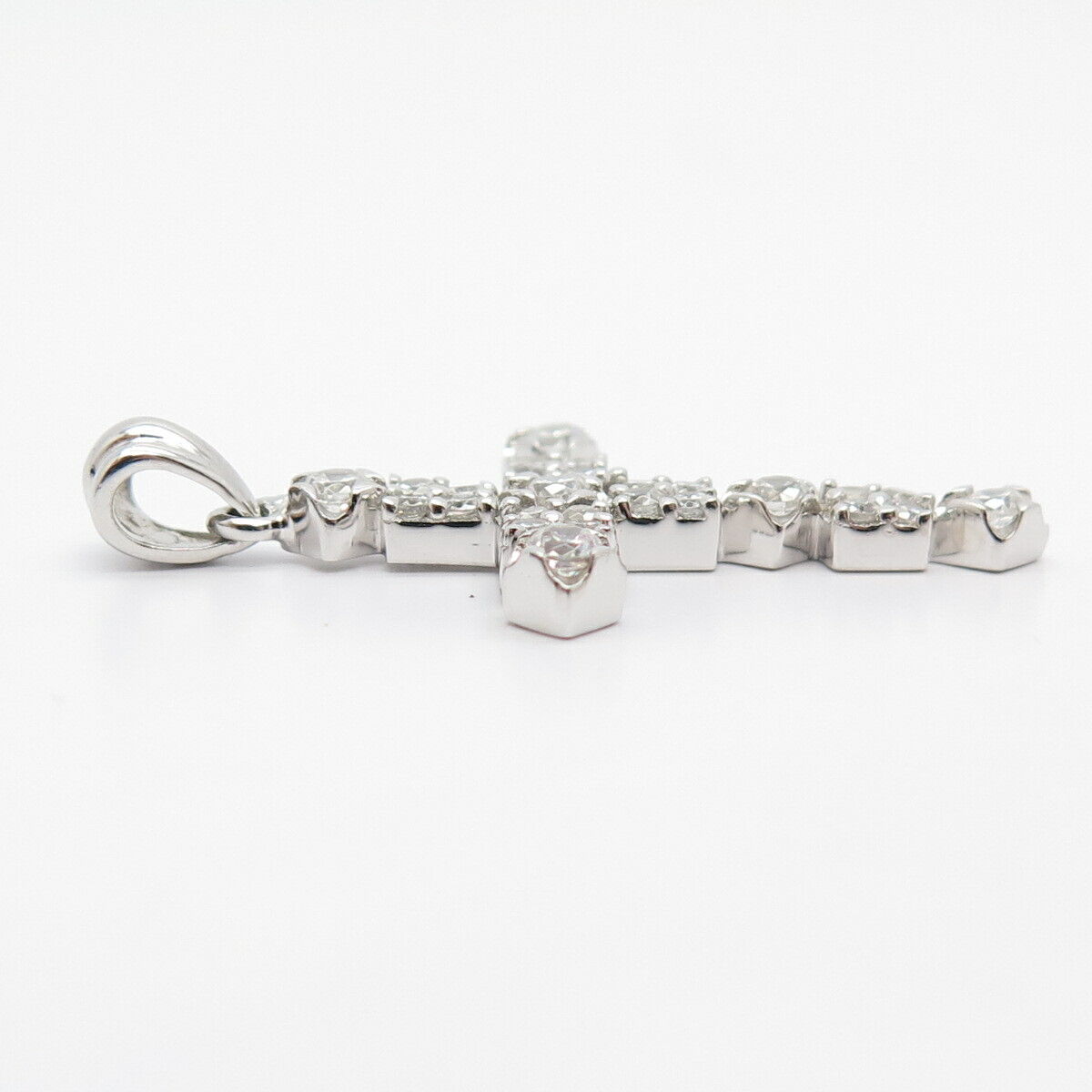 925 Sterling Silver C Z Cross Religious Pendant