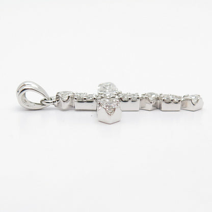 925 Sterling Silver C Z Cross Religious Pendant