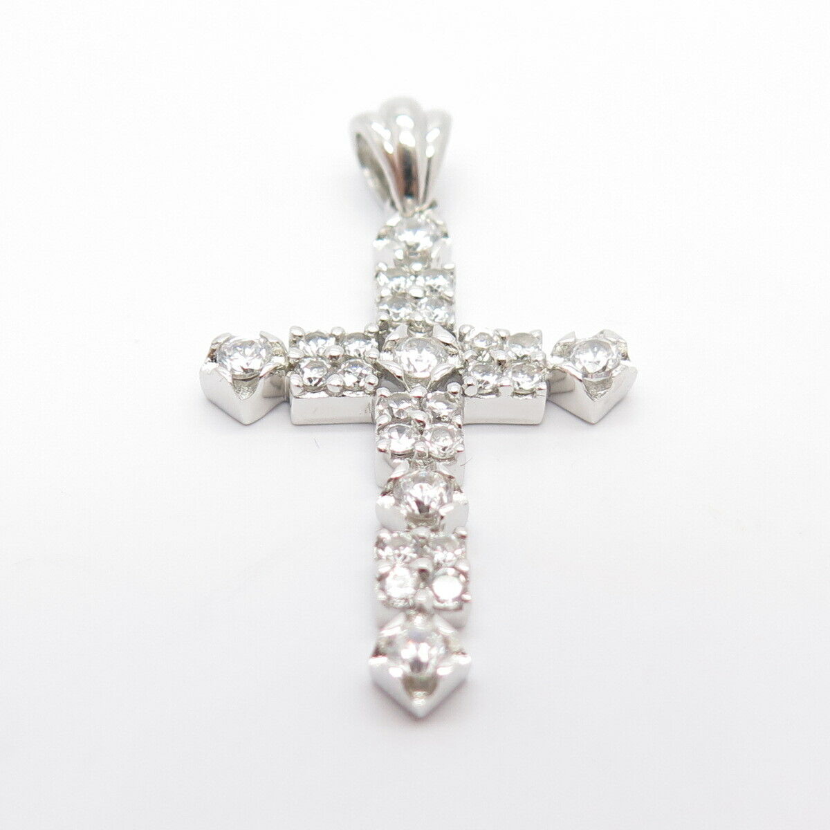 925 Sterling Silver C Z Cross Religious Pendant