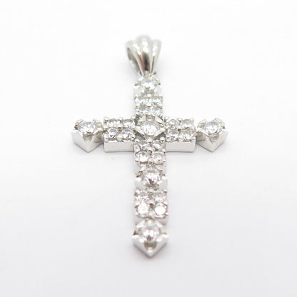 925 Sterling Silver C Z Cross Religious Pendant