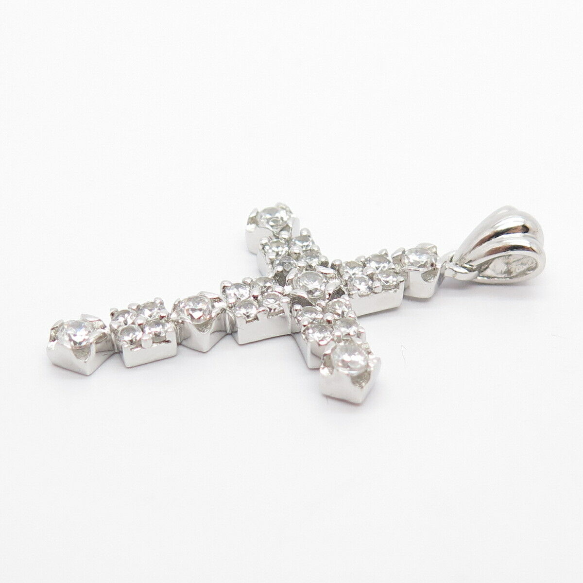 925 Sterling Silver C Z Cross Religious Pendant