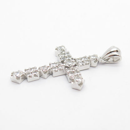 925 Sterling Silver C Z Cross Religious Pendant