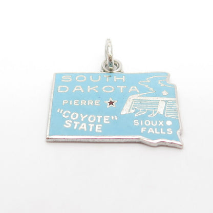 925 Sterling Silver Vintage Griffith & Sons Enamel "South Dakota" Charm Pendant