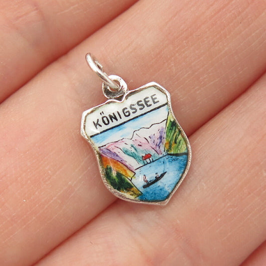 800 Silver Vintage REU Enamel "Königssee/Koenigssee" Coat of Arms Charm Pendant