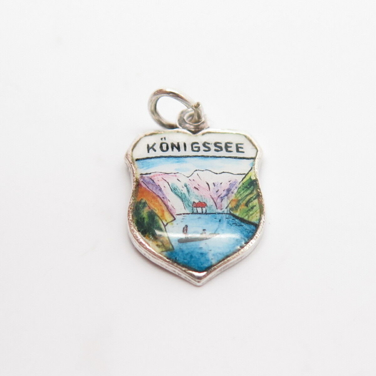 800 Silver Vintage REU Enamel "Königssee/Koenigssee" Coat of Arms Charm Pendant