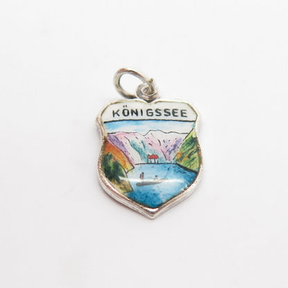 800 Silver Vintage REU Enamel "Königssee/Koenigssee" Coat of Arms Charm Pendant