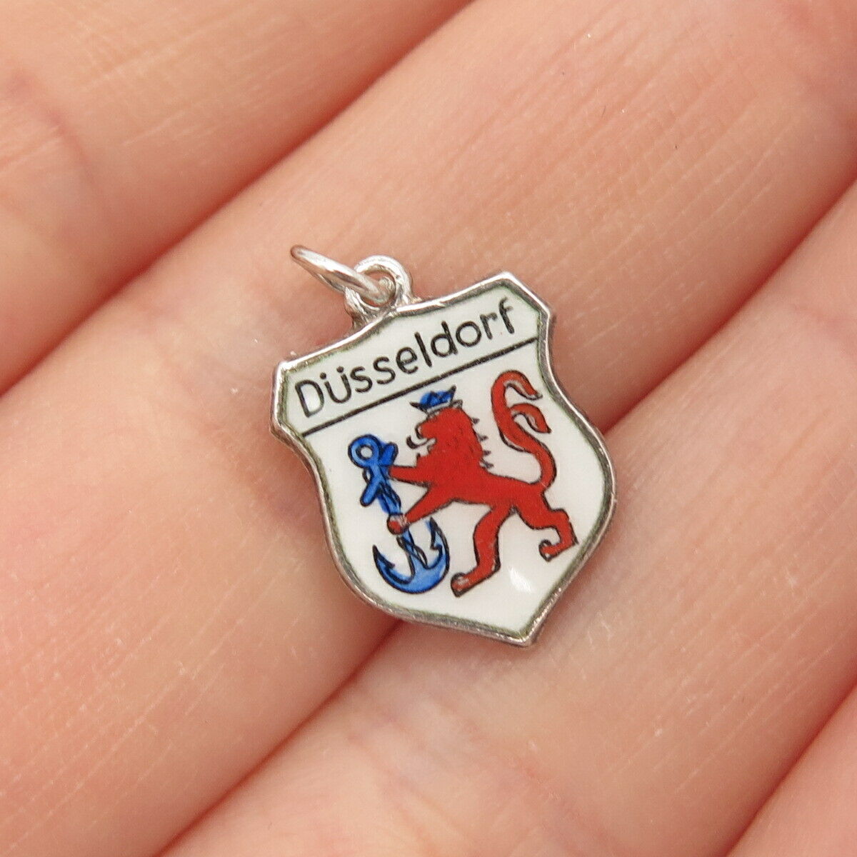 835 Silver Vintage Enamel "Düsseldorf/Dusseldorf" Coat of Arms Charm Pendant