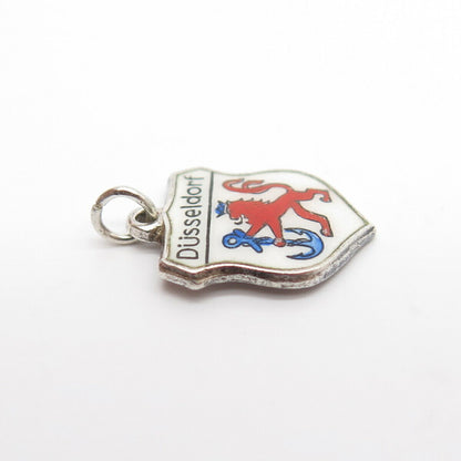 835 Silver Vintage Enamel "Düsseldorf/Dusseldorf" Coat of Arms Charm Pendant