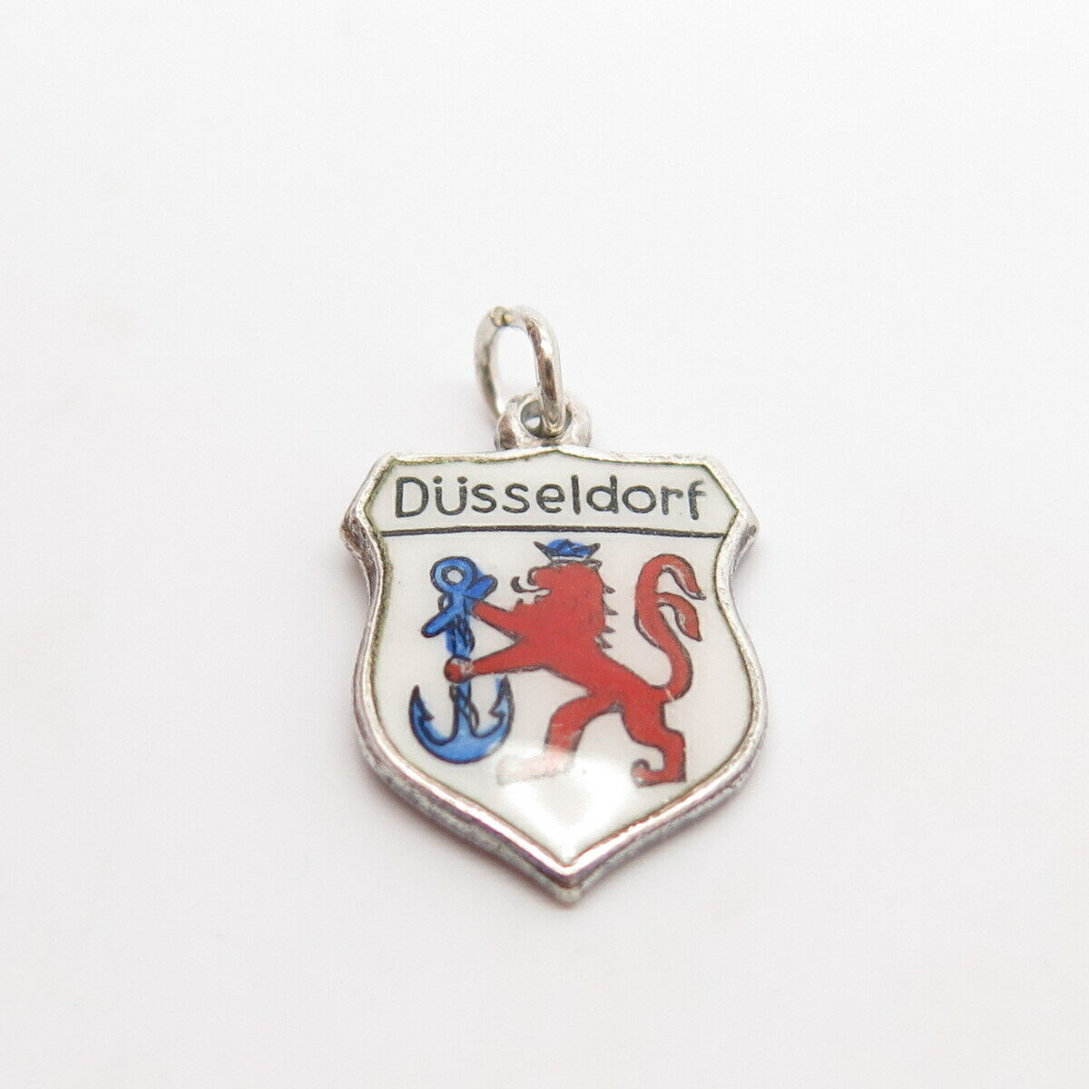 835 Silver Vintage Enamel "Düsseldorf/Dusseldorf" Coat of Arms Charm Pendant