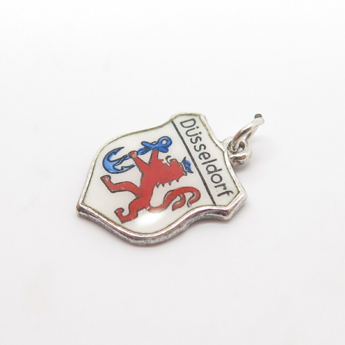 835 Silver Vintage Enamel "Düsseldorf/Dusseldorf" Coat of Arms Charm Pendant