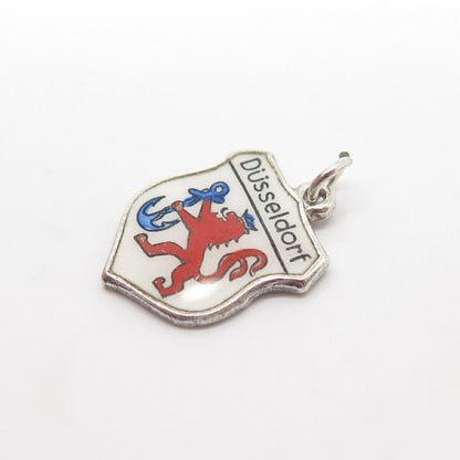 835 Silver Vintage Enamel "Düsseldorf/Dusseldorf" Coat of Arms Charm Pendant